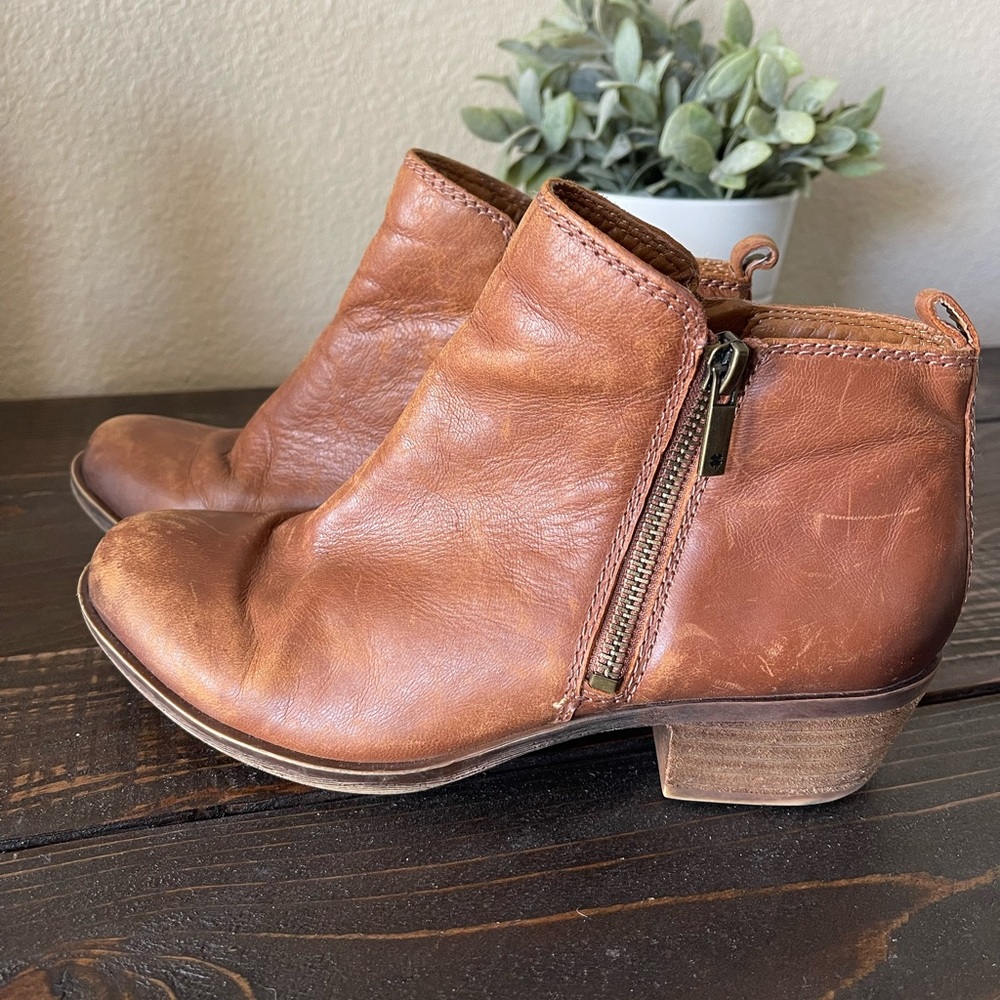 Lucky Brand womens Basel Ankle Bootie, Cognac Toffee Brown, 7 M, US